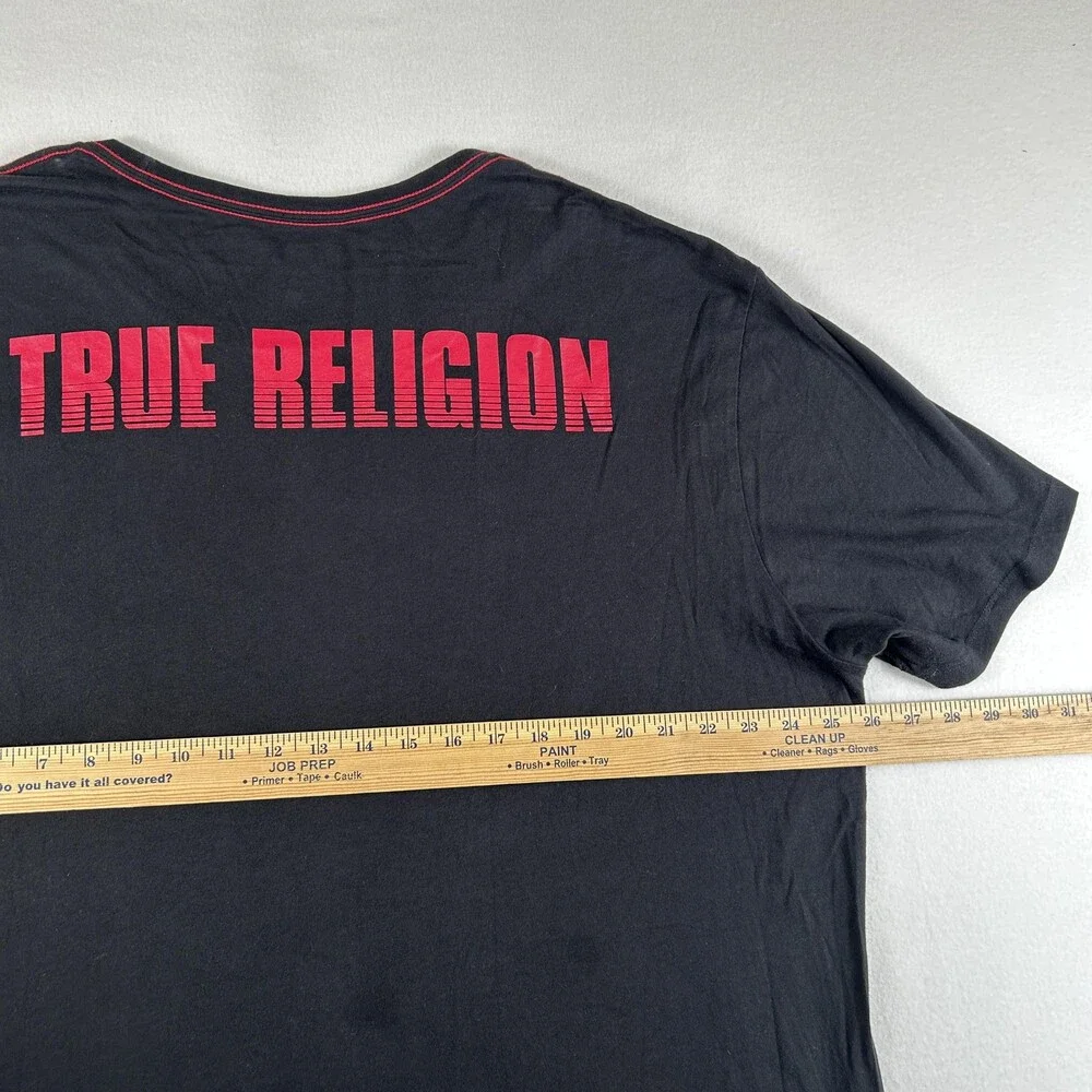 True Religion Shirt Mens 3XL Buddha Guitar Logo Graphic Tee Tagless Music FLAWS